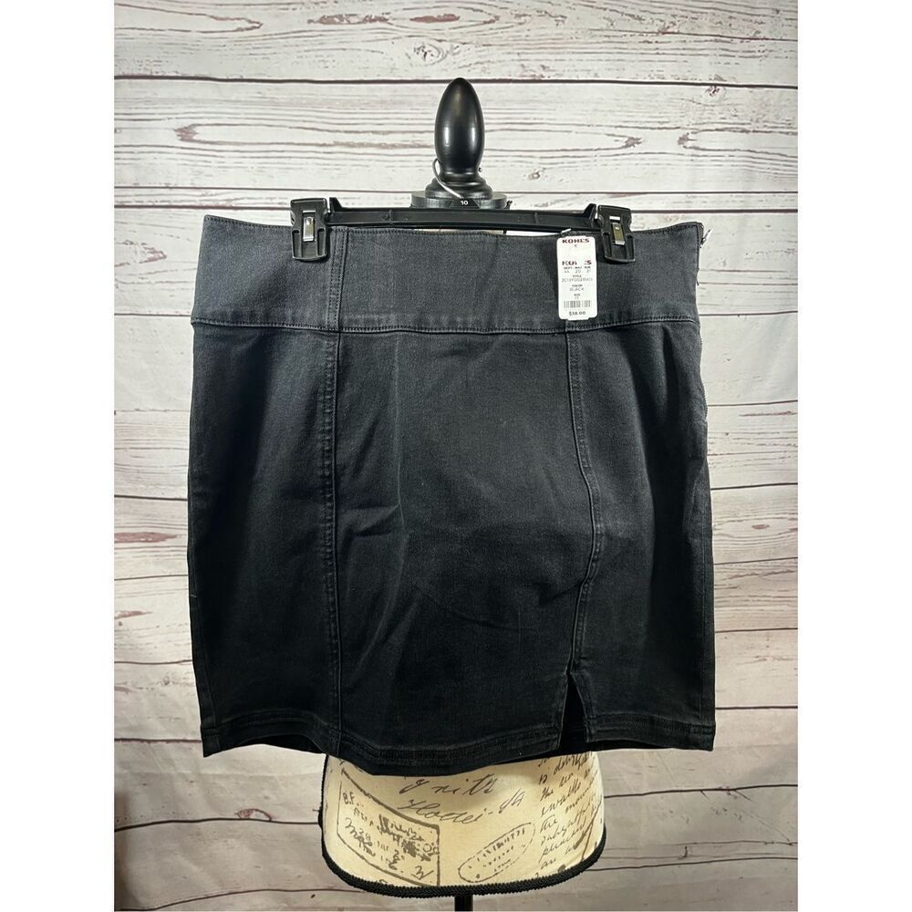 SO Jeans Black Mini Skirt Size‎ 17 Denim Elastic Waist Side Slit